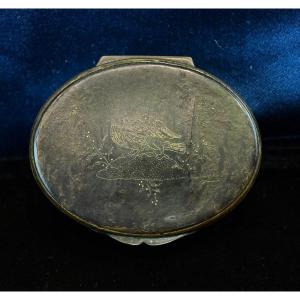 Snuffbox In Brass And Turtle German Manufacture 18th Century
